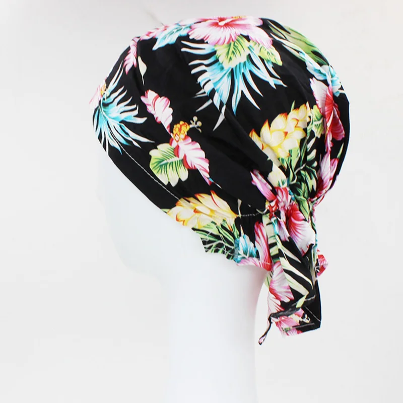 ALTOBEFUN Floral Hip-hop Stretchy Women Turban Cap Lady Rural Caps Girl Headwear Bandanas Female Chemo Hat Polyester BD003