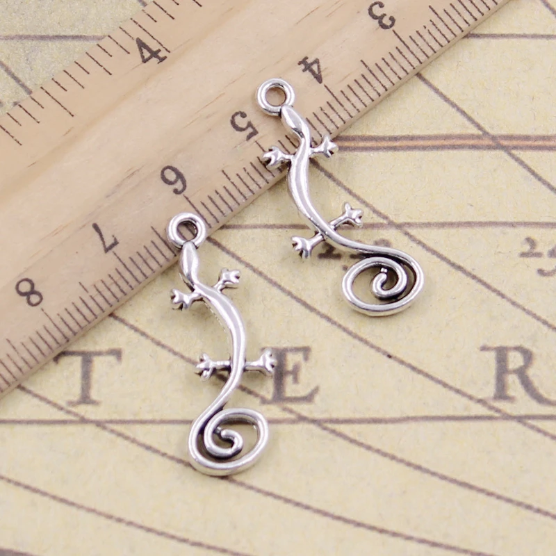 20pcs Charms Gecko House Lizard 29x11mm Tibetan Bronze Silver Color Pendants Antique Jewelry Making DIY Handmade Craft