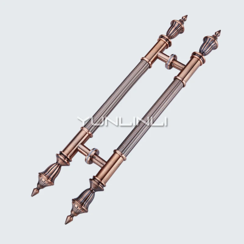 European Antique Luxury Hotel KTV Door Wooden Door Handle 600mm/800mm/1000mm Bronze Stainless Steel Glass Door Handle