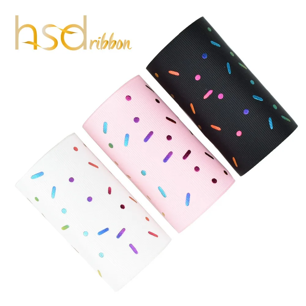 

HSDRibbon 75mm 3inch rainbow foil sweetmeats Grosgrain Ribbon