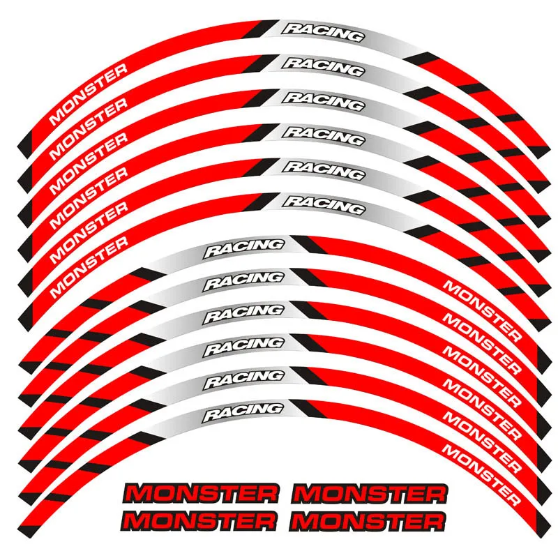 Hot sell New 12Pcs Thick Edge Outer Rim Sticker Stripe Wheel Decals For DUCATI MONSTER 695 696 796 1100 1100S 797 821 795