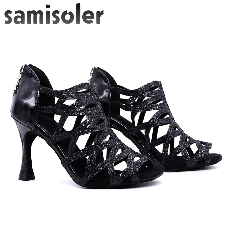 Samisoler Glitter Cut-Outs shoes woman latin dance shoes tango jazz dance shoes salsa Ballroom Fashion shoes dance 5CM-10CM