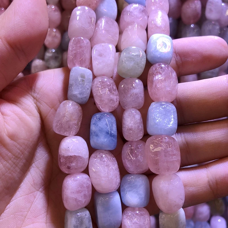 Wholesale 2strings Natural Multi Morganite Beryl Gem Stone Polished Nugget Beads,Genuine Gem Jewelry Making Beads,15.5