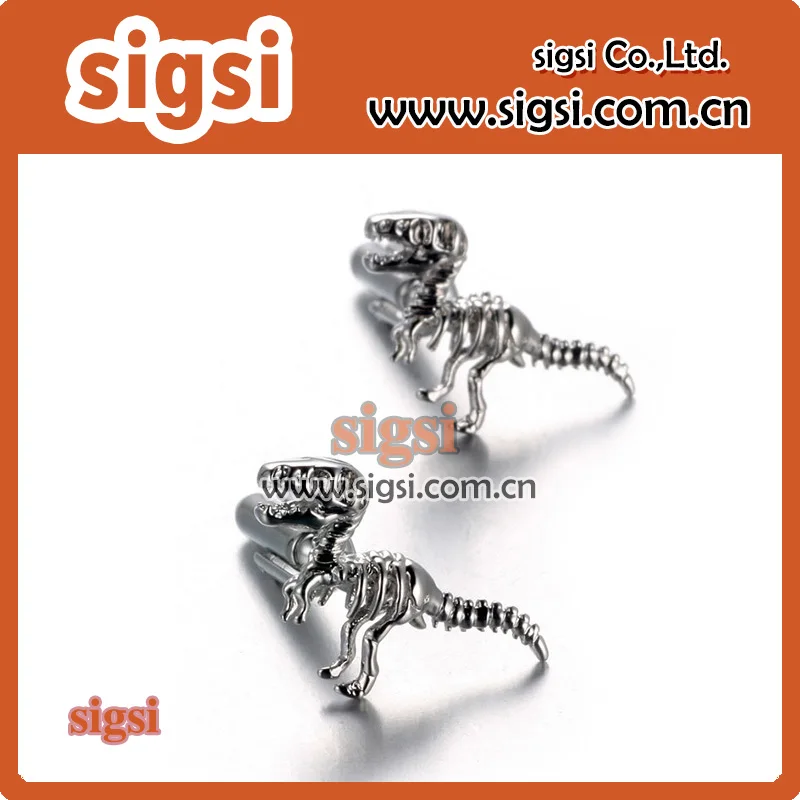 

Wholesale Classical Silver Dinosaur Rhinestone Cufflink