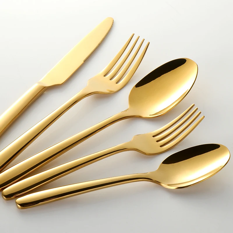 20pcs Top Quality Cutlery Set Gold 18/10 Stainless Steel Western Tableware Set Mirror Polish Silverware Set Gold Knife fork