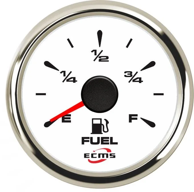 New Design Marine Boat Yacht Automotive Fuel Level Gauge E-F 9-32V 52mm 2 Inch 316L Chrome Bezel White Dial 802-00001