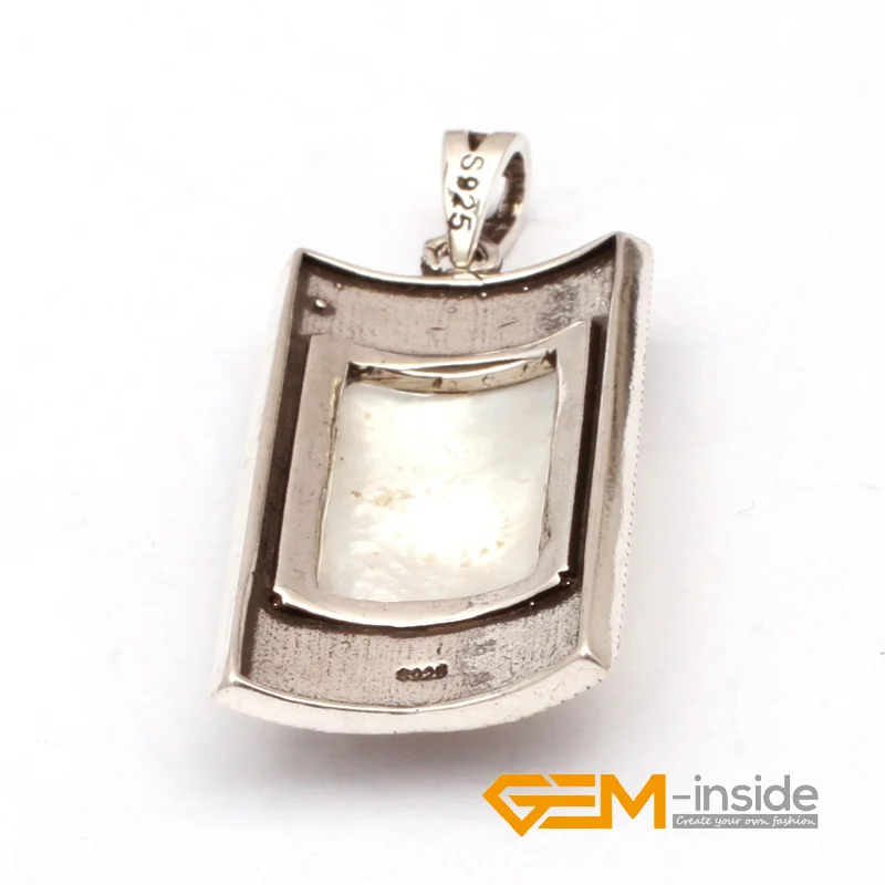 Semi Sapphir e(White shell) Rectangle Antiqued Tibetan Silver Ring Earrings Pendant Jewelry Set For Party For Women Gift