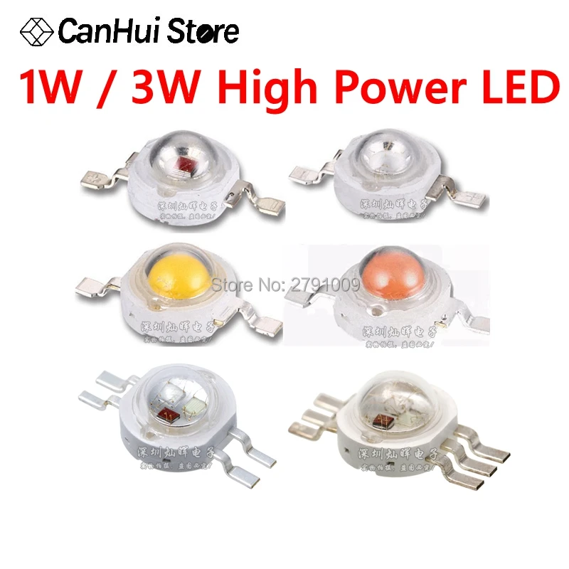 10pcs High Power 1W 3W LED Chips Bulb Light SMD Warm White Cool White Red Blue Yellow Green led Spotlight Epistar COB Diode Chip