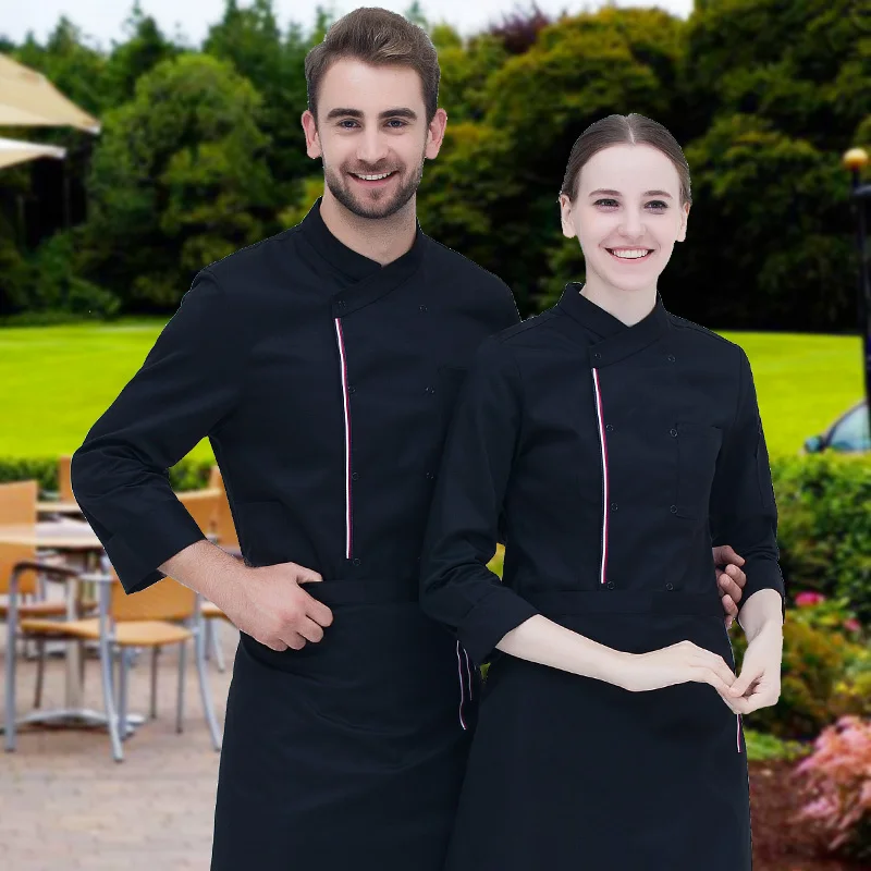 New Chef Uniform Long Sleeves Hotel Canteen Restaurant Work Clothes Male  Kitchen Uniform Cake Chef Winter Clothes B-6266