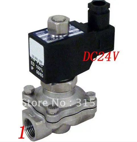 

Free Shipping 5PCS/Lot 1'' Two Way 2 Position Solenoid Valve 24VDC Stainless Steel Valve Body Acid VITON