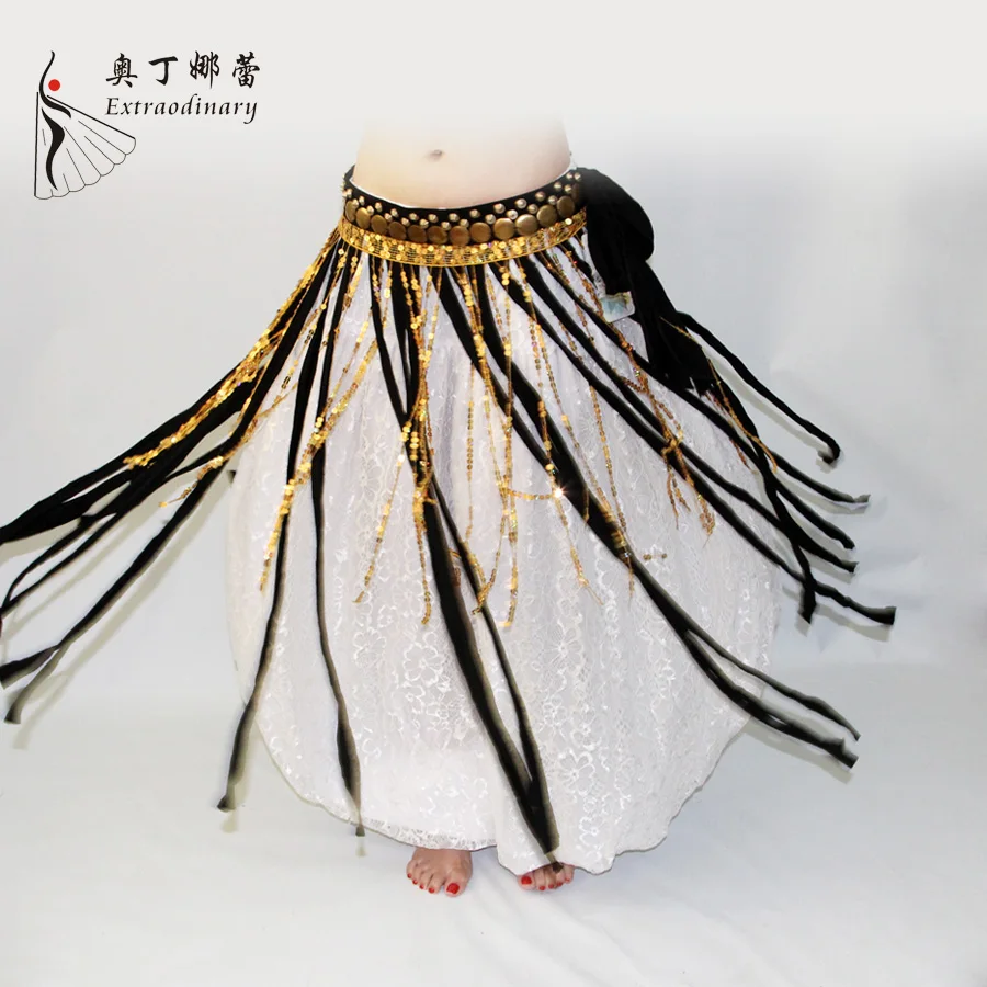 Tribal dance Long Fringe Hip Scarf Belly Dance Coin Belt