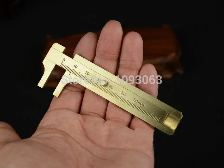 Mini Copper Callipers 80mm Solid Pure Brass Vernier Guage Measuring Tool for Jewellery Bead Walnut