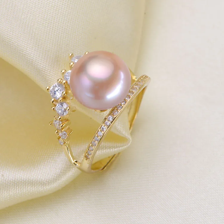 Clearance Elegant Pearl Rings Jewery Findings S925 Silver Pearl Rings Accessory Components Silver&Gold 3Pcs/Lot