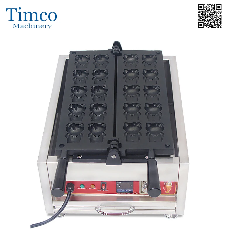 TIMCO Kate Cat Waffle Making Machine220V 110V Non Stick Commercial Cartoon Kitten Waffle Machine