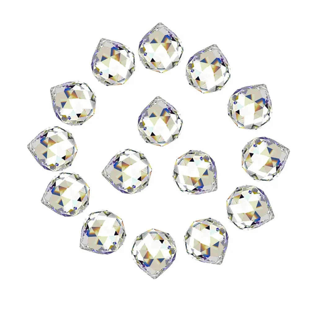 

H&D 15pcs 30mm Crystal Ball Prisms Suncatcher Rainbow Maker Hanging Crystals Pendant for Home,Window,Office,Garden Decoration