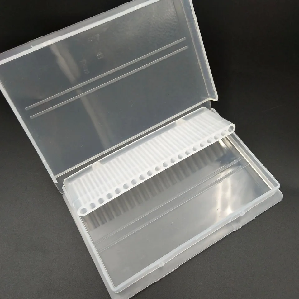 HYTOOS 20 Hole Nail Drill Bit File Holder Transparent Acrylic Plastic Display Stand Container Box For 3/32" Drill Accessories