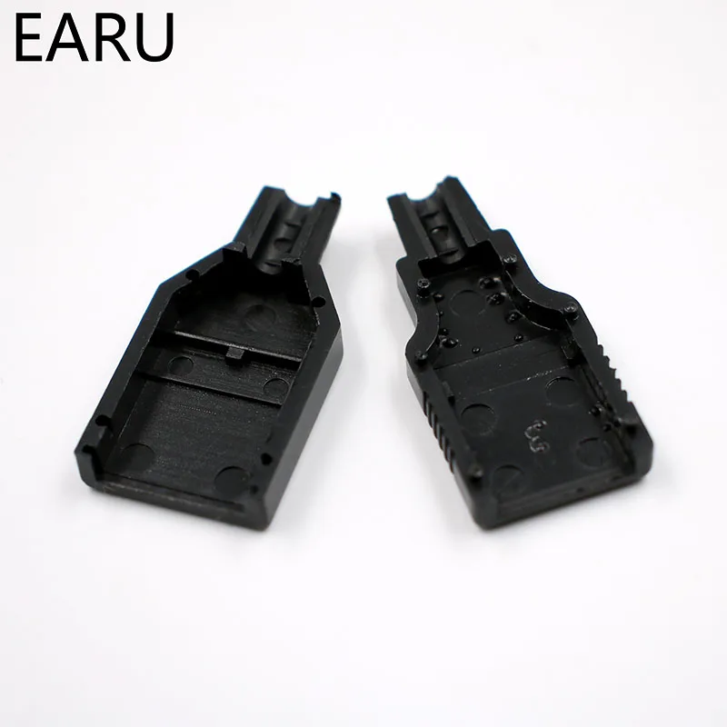 DIY 10pcs Type A Male USB 4 Pin Plug Socket Connector With Black Plastic Cover Adapter Connect USB 2.0 PCB SDA Data Cable Line