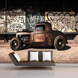 Custom Photo Wallpaper 3D Retro Graffiti Nostalgia Old Car Mural Restaurant Cafe Living Room Background Wall Decor 3D Wall Paper