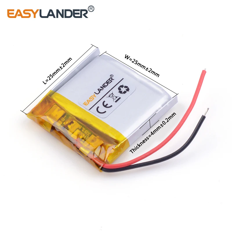 3.7V lithium Li ion polymer rechargeable battery 402525 250MAH Bluetooth headset speakers steelmate small toys 042525 MP3 MP4