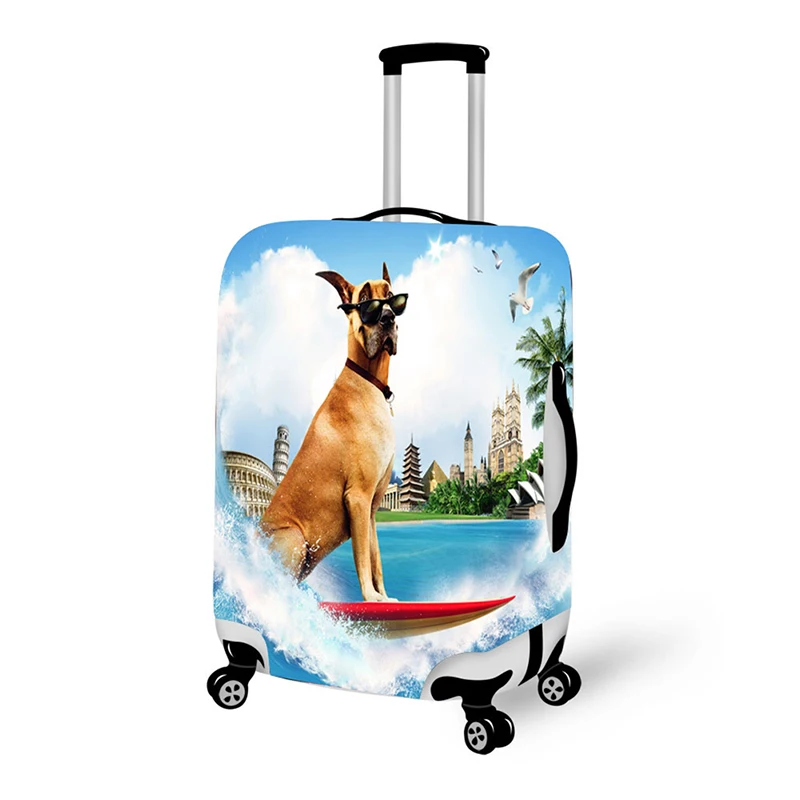 3D Dog print travel luggage suitcase protective cover stretch waterproof portable luggage covers rain cover w