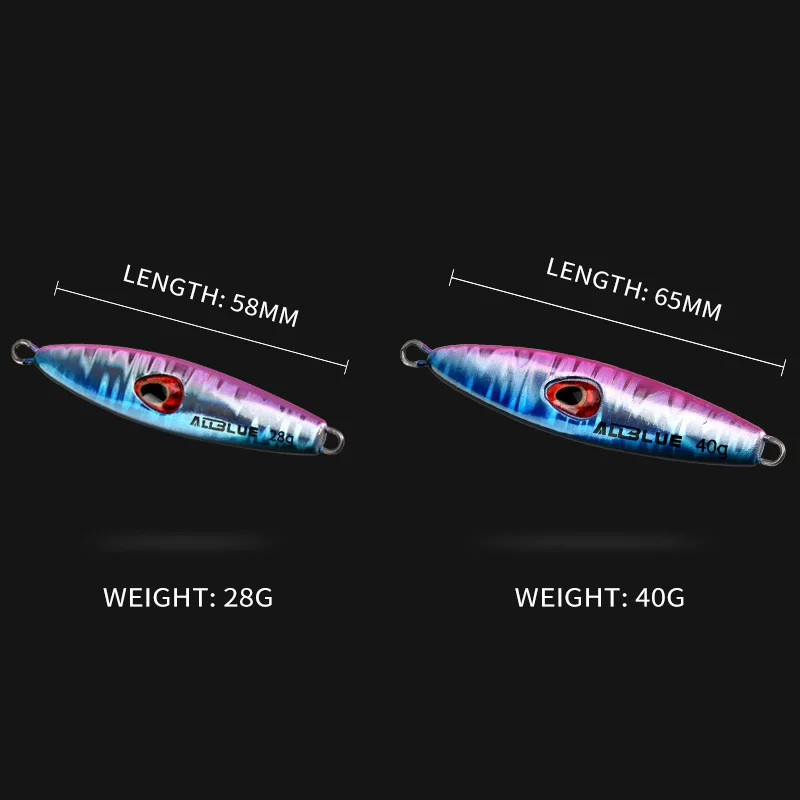 ALLBLUE Lucky Jack Slow Metal Jig 28G 40G Artificial Bait Off Shore Fishing Lure Casting Jigging Spoon Fish Fishing Tackle