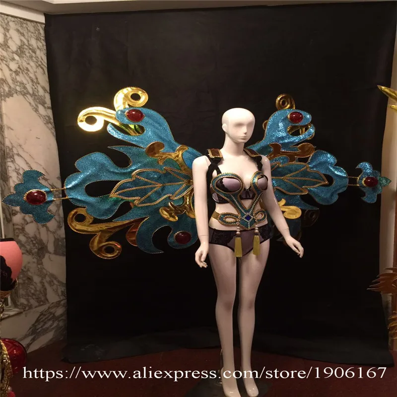 Sexy Lady bra bikini design Secret Model stage show wears costume supply singer ballroom dance sexy wings cloth dj bar dresses