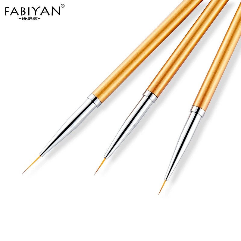 3Pcs/Set Nail Art Liner Painting Pen Brush Metal Gold Gel UV Polish Tips Flower 3D Design Manicure Pedicure Drawing DIY Tool Kit