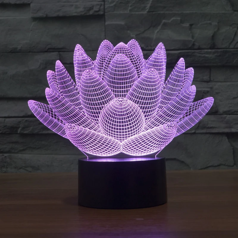 hot sale changing Touch Lotus colorful  light strange stereoscopic visual  LED Action hand  lamp Decoration  USB boxed