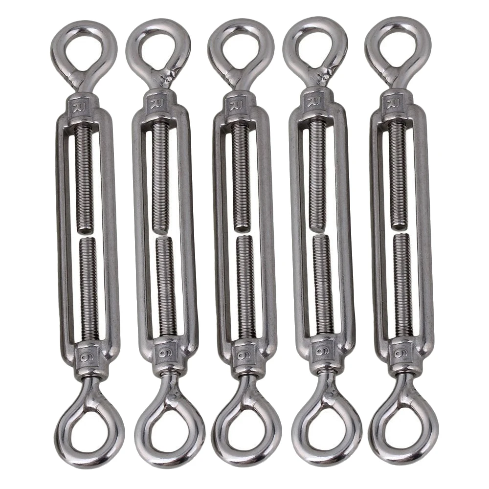 

5Pcs European Style Eye to Eye M6 Turnbuckles 304 Stainless Steel Adjustable Wire Rope Tensioners