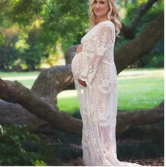 New Pregnant Women Lace Dresses Maternity Photography Fancy Props Dresses Maternity Photo Shooting Crochet Lace Dresses