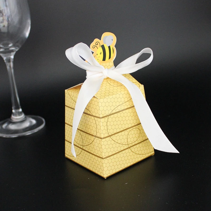 100PCS/lot Little bee style wedding gift candy box baby shower gift bag wedding favors and gifts birthday party decorations kids