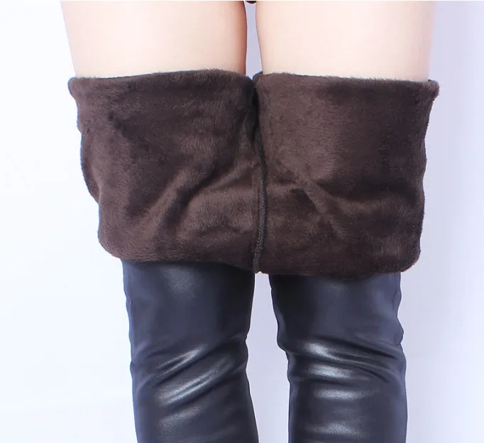 Leather Leggings Winter Fleece Lined Legging Fit High Stretchy Solid Good Elastic Slim Trousers Women OUC1705 Aidayou