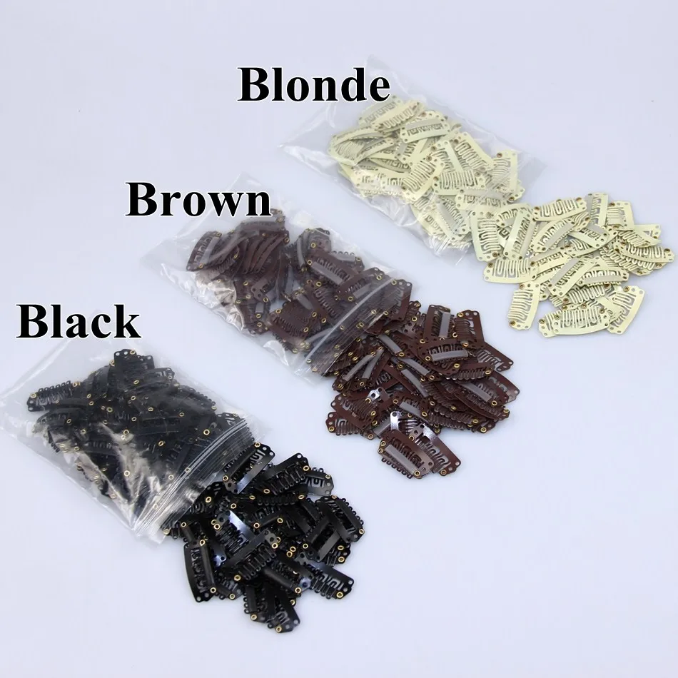 

30pcs 2.8cm Snap Clips For Hair Extension Wig Clips Hairpins Black Clips For Weft weaving Hair Closure Clips Brown Blonde Silver