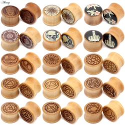 Alisouy 2PCS Fashion Natural Wood Ear Plugs Flesh Tunnels Gauges 8-20mm Ear Tragus Expander Stretcher Body Piercing Jewelry