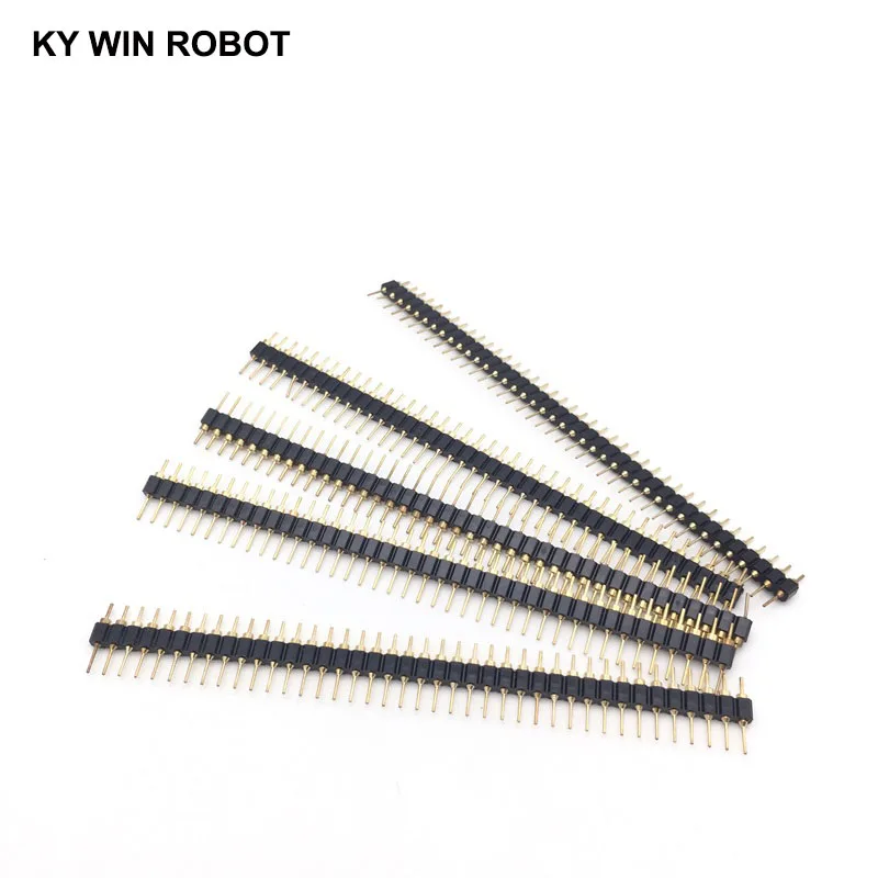 5pcs 40 Pin Connector Header Round Needle 1x40 Golden Pin Single Row Male 2.54mm Breakable Pin Connector Strip