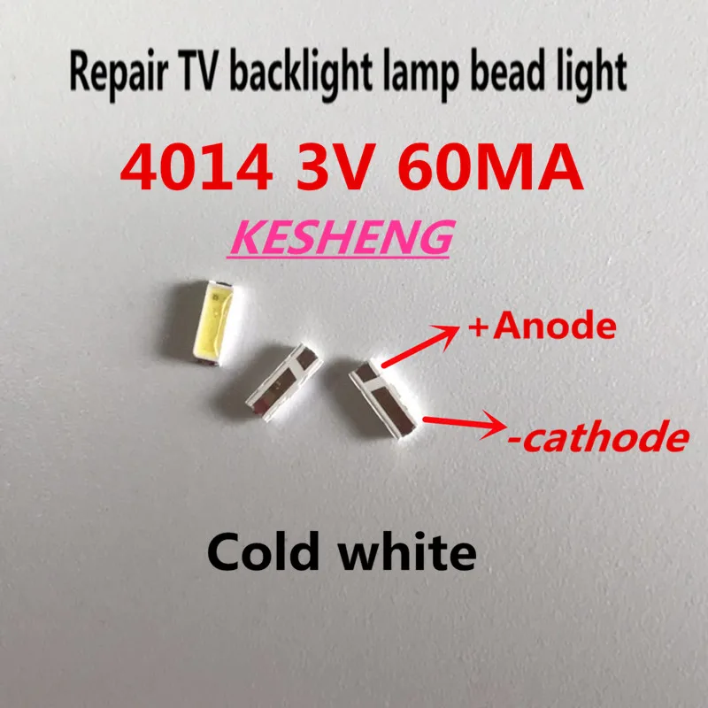 Suitable for EVERLIGHT 4014 LED backlight 0.2 W SMD 4014 LED 3 V cool white diode 20LM LCD screen backlight for TV 50PCS