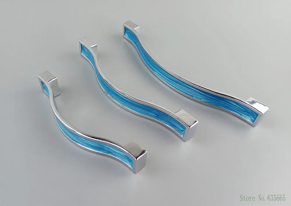 Modern Blue Resin Furniture Handles Kitchen Cabinets Drawer Wardrobe Cupboard Pull Door Knobs Dresser Children\'s Room Handles