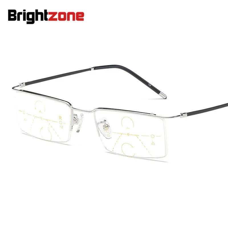 Brightzone Half Frame Reading Multifocal Glasses Men Progressive Magnifier Diopter Presbyopic Elderly Goggles Spectacles Lectura