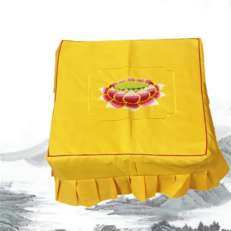 High Grade Buddhist Supplies Handmade Satin Embroidery Lotus Worship Buddha Cushion Cover Temple Ceremony Cushion Decoration