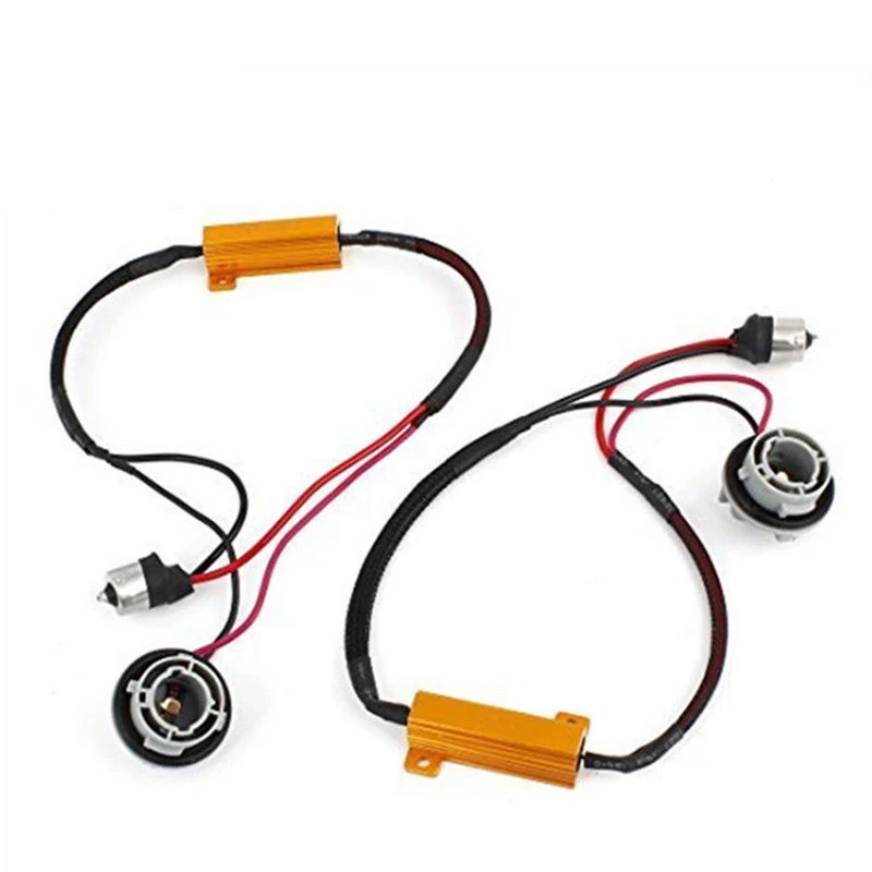 

2PCS 1156 1157 3156 3157 7440 7443 50W 6ohm LED Bulbs Fog Turn Brake Signal Load Resistor Wiring Canbus Fix Flash Blink Hypers