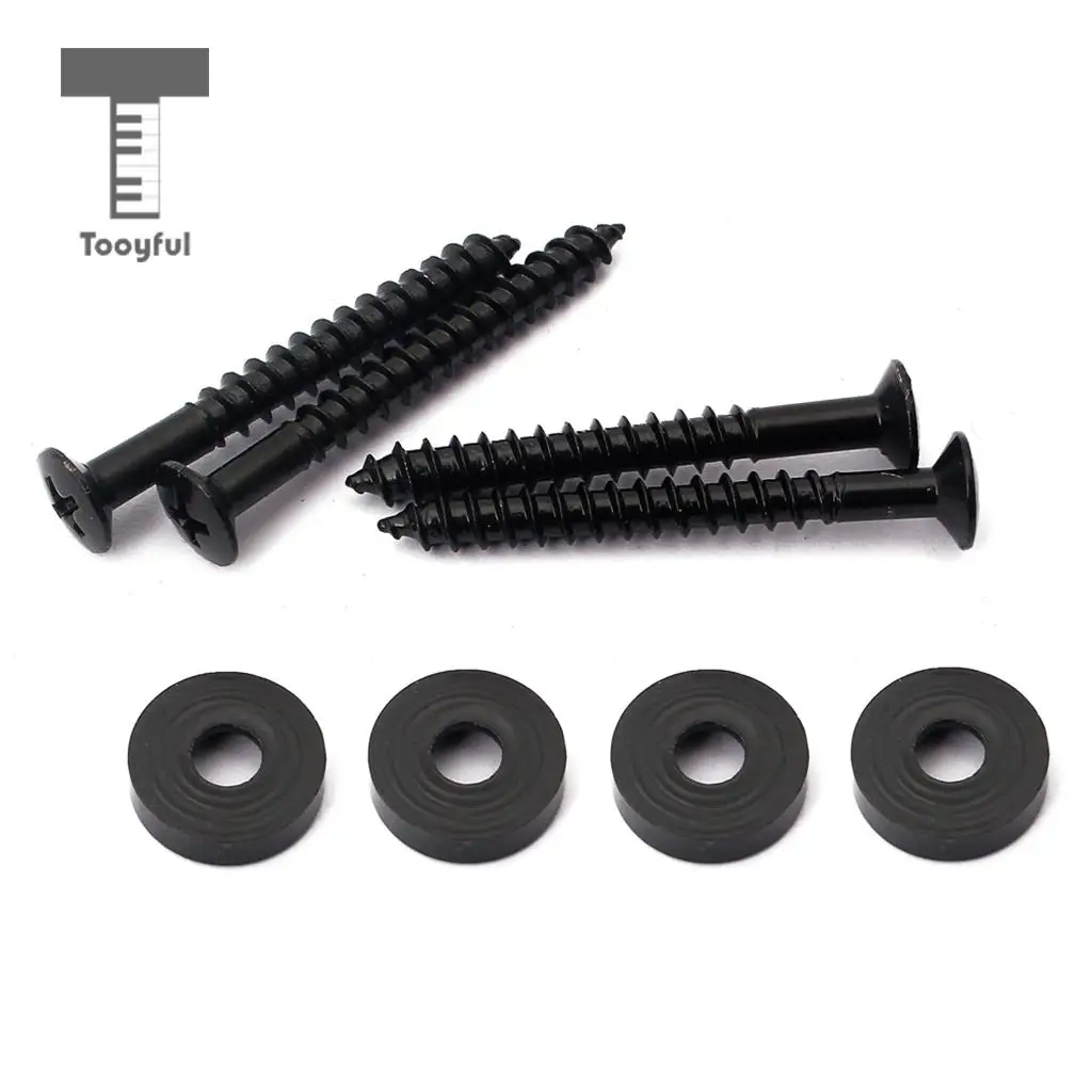 Tooyful Set of 4 Steel Joint Bushings Bolts Screws for Guitar Bass Neck Plate Black