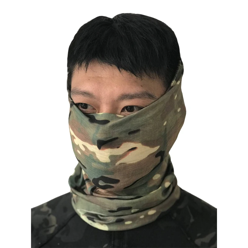 TAK YIYING Camouflage Multicam Balaclava Magic Neck Scarf Face Mask With Tactical Bonnie Hat Round-Brimmed Hat