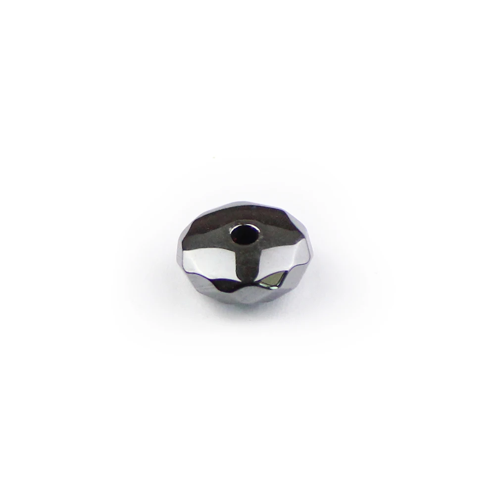 BTFBES Faceted Hematite Flat Round Loose Beads Natural Black Stone Ball Selectable 3/4/6/8/10MM Beads For Jewelry Bracelet DIY