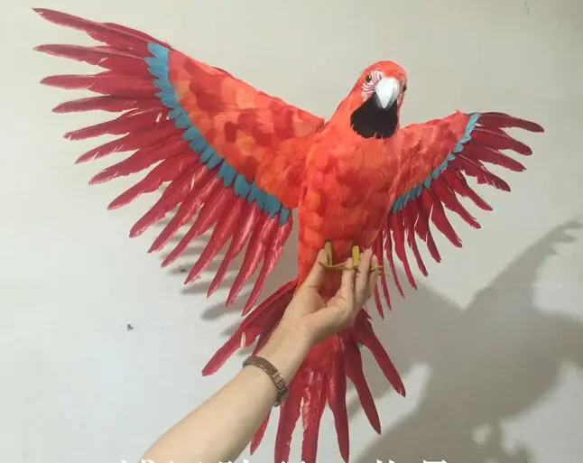 big simulation red parrot toy polyethylene & furs wing parrot model gift about 60x40cm 0957