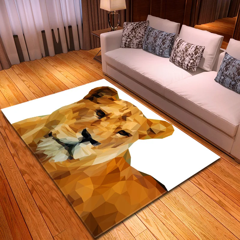 Soft Flannel 3D Printed Area Rugs, Anti-Slip Large Rug, Carpet for Living Room Decor, Animal Pattern