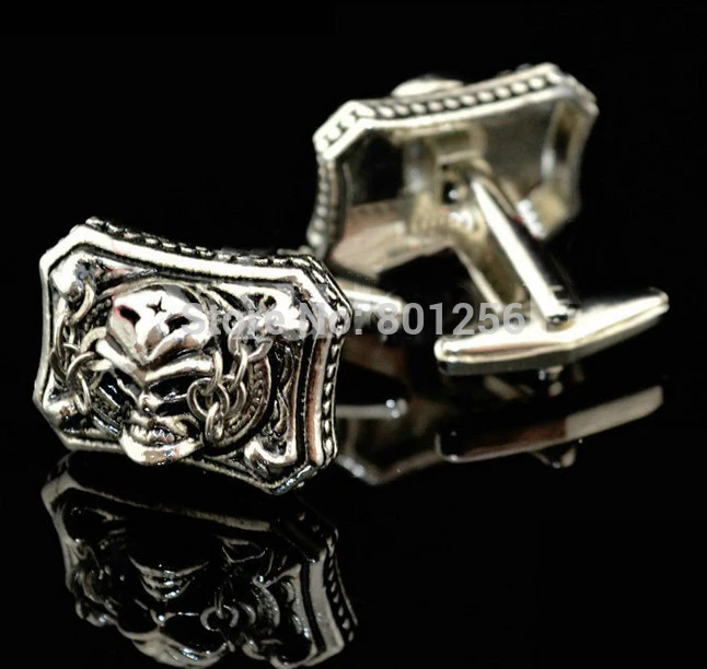 

Бесплатная доставка, винтажные запонки, черные запонки в стиле ретро с черепом, Лидер продаж, запонки из медного материала, оптовая продажа и розничная продажа