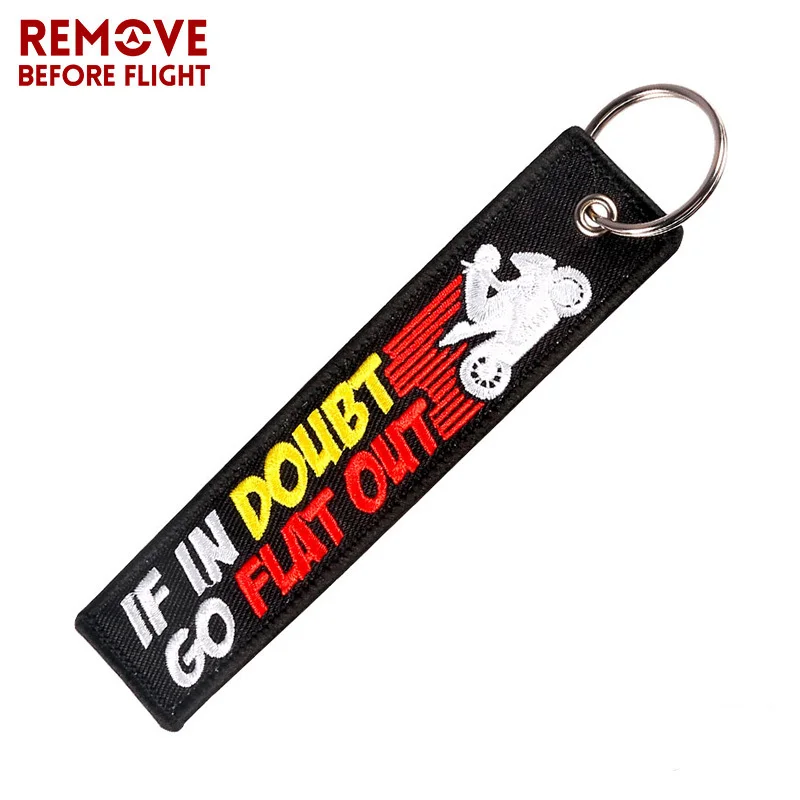 

Fashion Car Key Chain Embroidery IF IN DOUBT GO FlLAT OUT Disppear Motorcycle llaveros Keychain Key Fobs OEM ATV Car Keyring