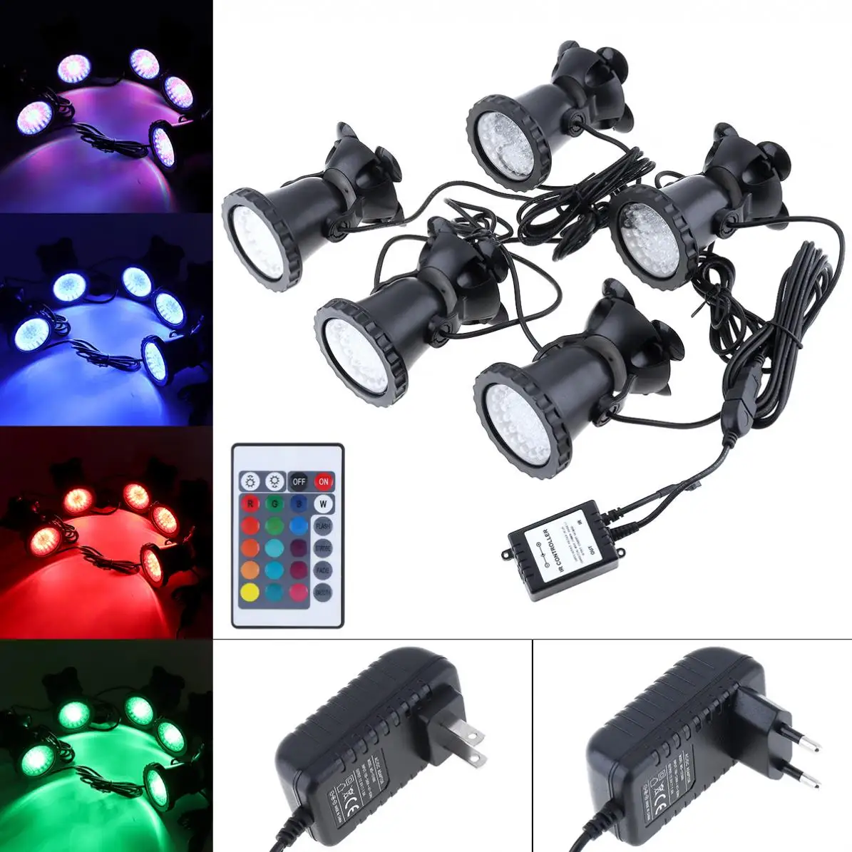 

Waterproof 5 Lights 36 LEDs Spotlights Water Grass Fill Light with Remote Control and 16 Colors for Fish Tank Pool / Aquarium