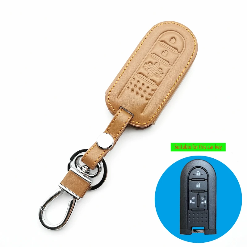 Car Key Case Smart Leather Case Cover Keychain  for Toyota Daihatsu Tanto ZAD LA600S Custom Move LA150S Moovecanvas LA800S