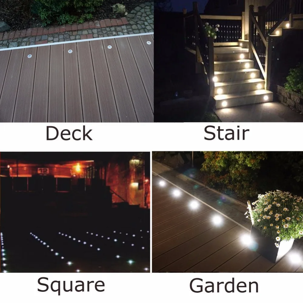 Stainess Acero QACA IP67 LED de Iluminación Subterráneo 1 W Baja Tensión Luces de Cubierta Al Aire Libre Enterrada Lámparas LED Kits B109-10